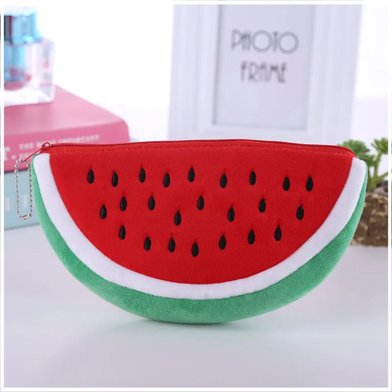 Fashion Cartoon Pencil Bag Cute Big Watermelon Cosmetic Bag Stationery Bag Watermelon Pencil Bag Wholesale Plush Stationery Bag