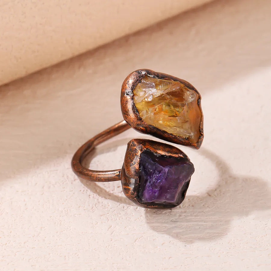 Vintage Style Baroque Style Handmade Irregular natural stone Copper Asymmetrical Handmade Crystal Crystal Women's Open Rings