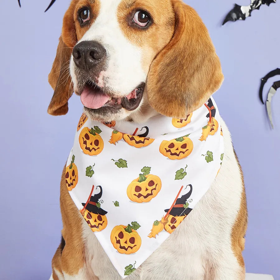 Halloween Pet Costume Saliva Towel High Definition Digital Print Dog Triangular Scarf Pet Decorative Neck Warmer Polyester