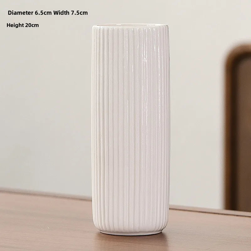 Simple Modern Star Ceramic Vase Ornaments Living Room White Porcelain Fresh Dried Flower Creative Ceramic Flower Set