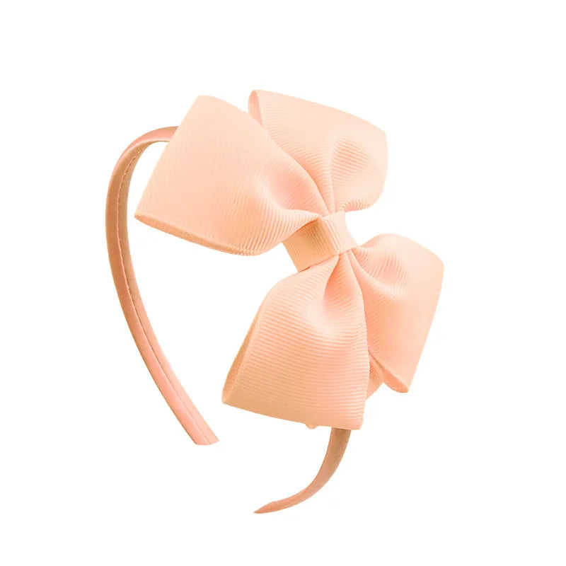 Popular  Kidsren's Pure Color Ribbed Rainbow Bow Head Buckle Small Fresh Versatile Girl Headband Hot Sale