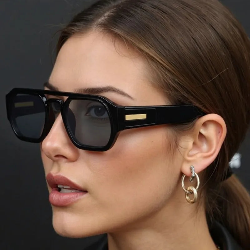 Personality Trend Simple Style Classic Style Solid Color Pc Polygon Full Frame Women's Sunglasses