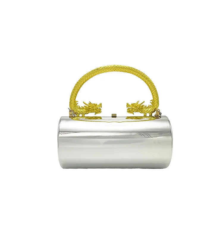Gold Silver Green Arylic Solid Color Cylindrical Evening Bags