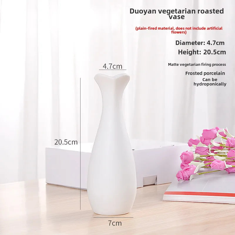 Simple Modern Star Ceramic Vase Ornaments Living Room White Porcelain Fresh Dried Flower Creative Ceramic Flower Set