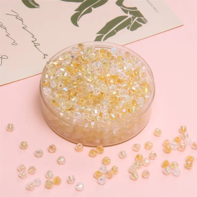 4mm Facet Rainbow Rhombus Crystal Beads Glass DIY Handmade Loose Beads Material Jewelry Accessories Ornament Making Kit