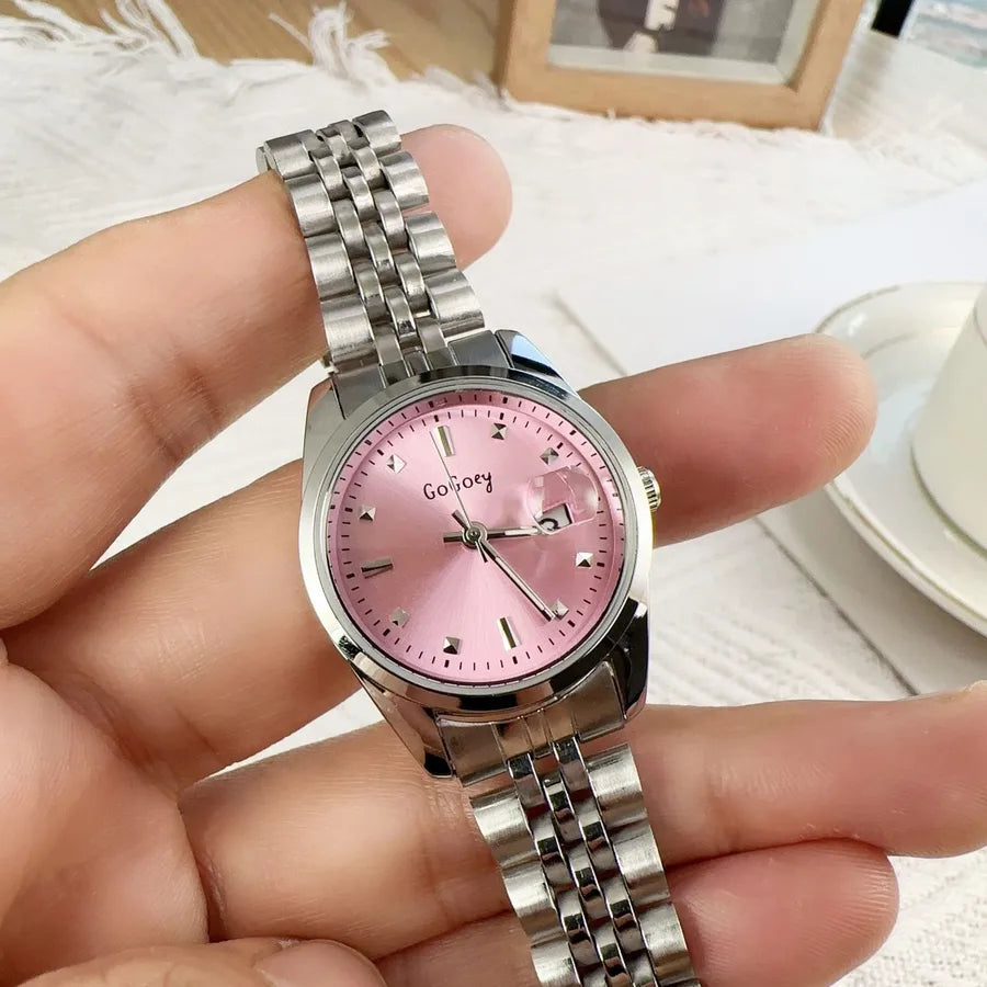 Classic Style Solid Color Double Side Snaps Quartz Watch Women's Watches