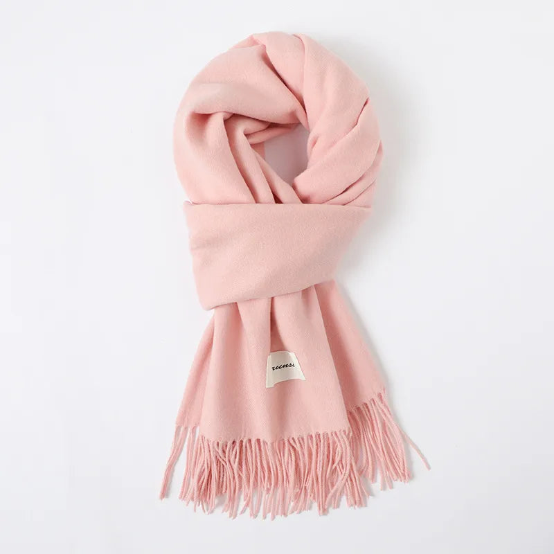 women's simple style solid color imitation cashmere scarf
