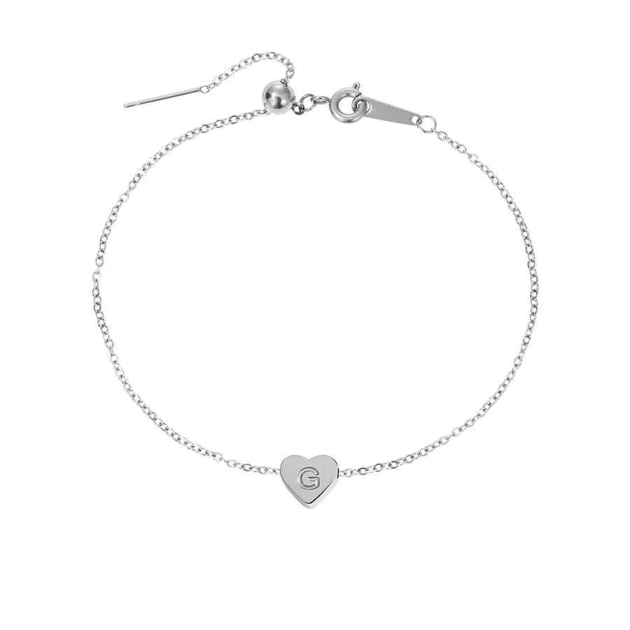 Wholesale Jewelry Beach Simple Style Commute Letter Heart Shape 304 Stainless Steel 14K Gold Plated Anklet