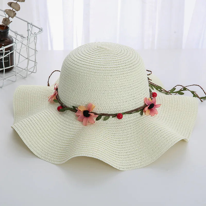 Women's Korean Style Flower Flowers Side Of Fungus Straw Hat