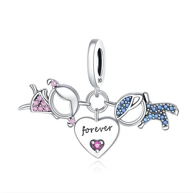 1 Piece 23*14mm 925 Sterling Silver Letter Heart Shape Pendant Beads Jewelry Accessories