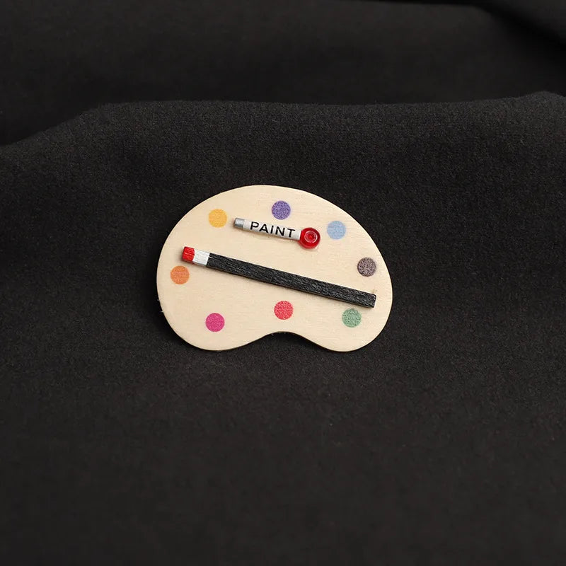 Casual Pin Drawing Board Wood Unisex Brooches