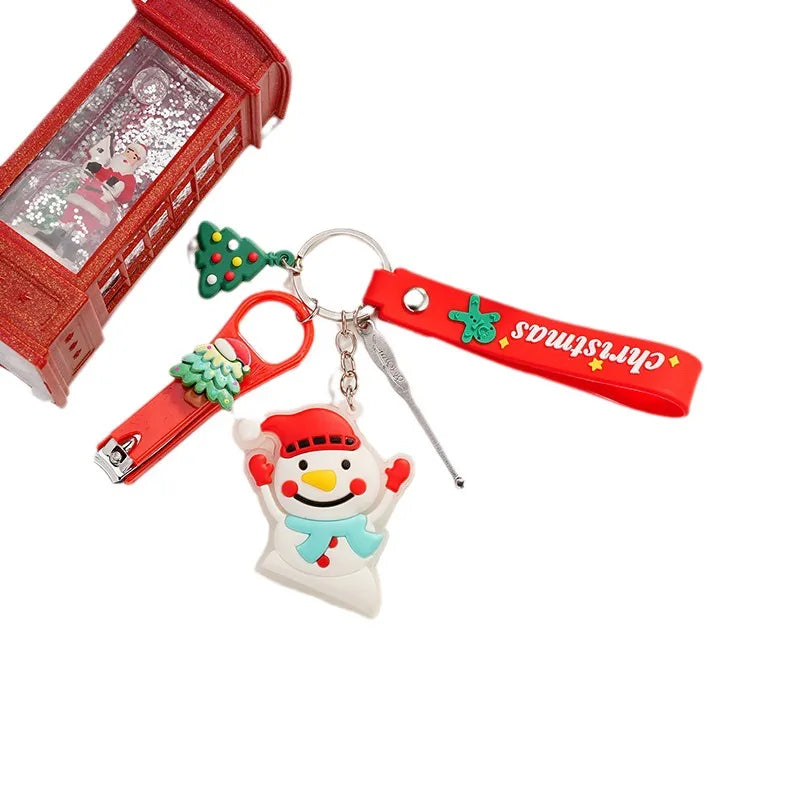Cute Christmas Hat Christmas Tree Santa Claus PVC Christmas Unisex Keychain
