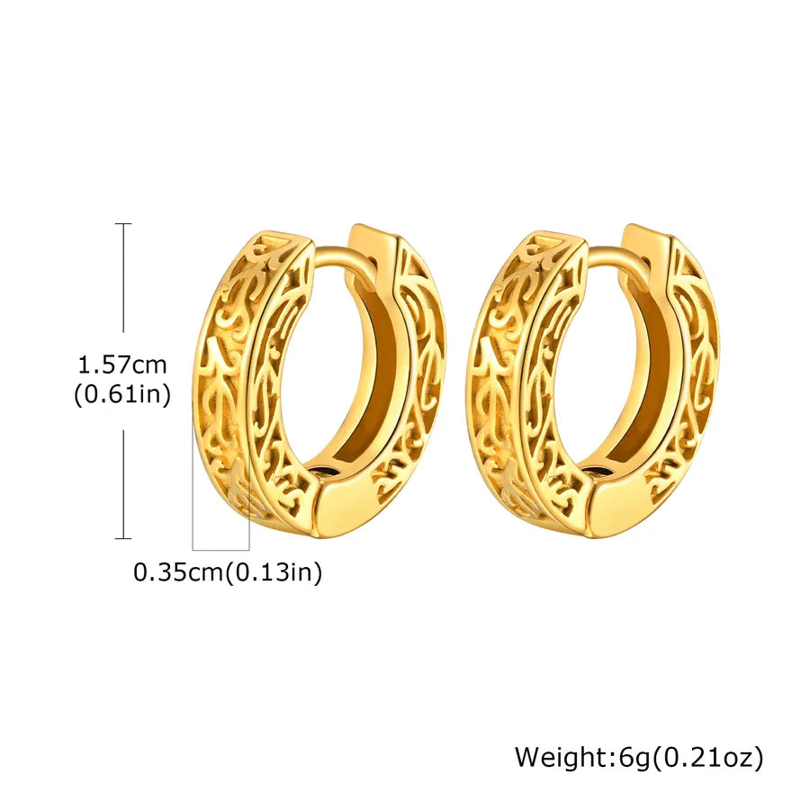 Retro Punk Monogram Argyle Printing 304 Stainless Steel 18K Gold Plated Earrings