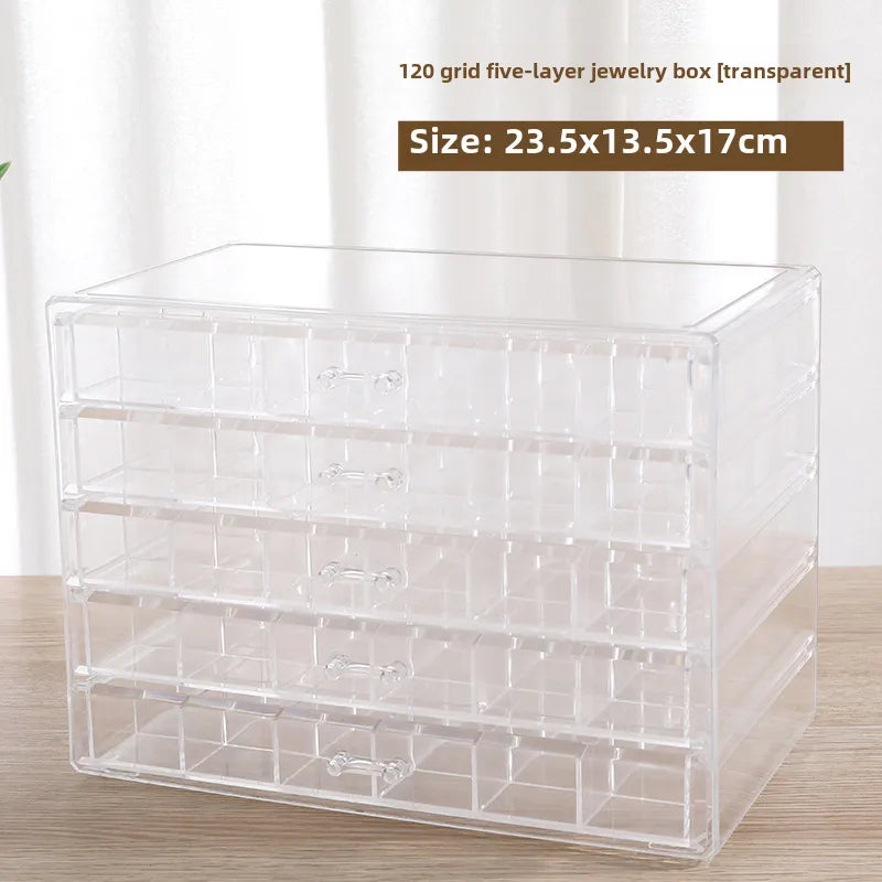 Transparent Multi-layer Capacity Jewelry Storage Box Ring Earring Necklace Bracelet Home Use Internet Celebrity Drawer Style