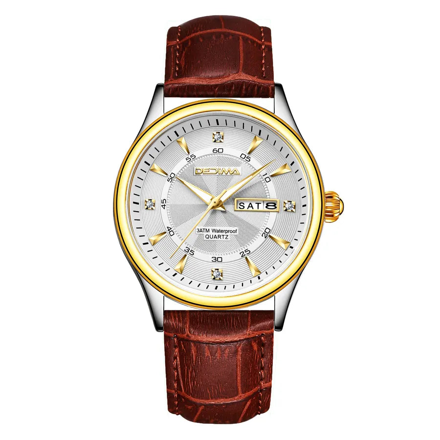 Casual Color Block Solid Color Butterfly Double Snap Quartz Men's Watches