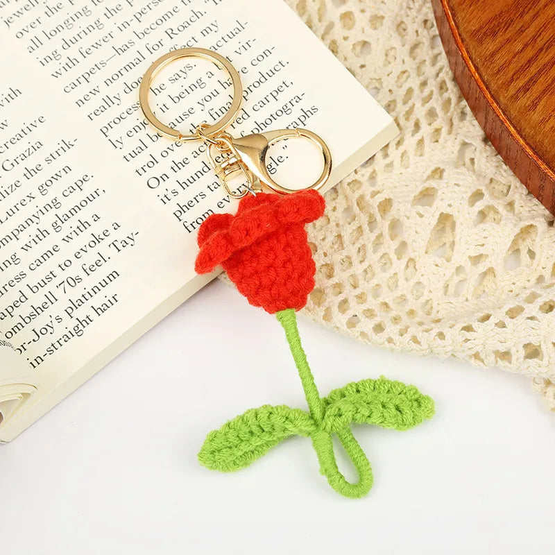 Cartoon Style Flower Cotton Knitting Keychain