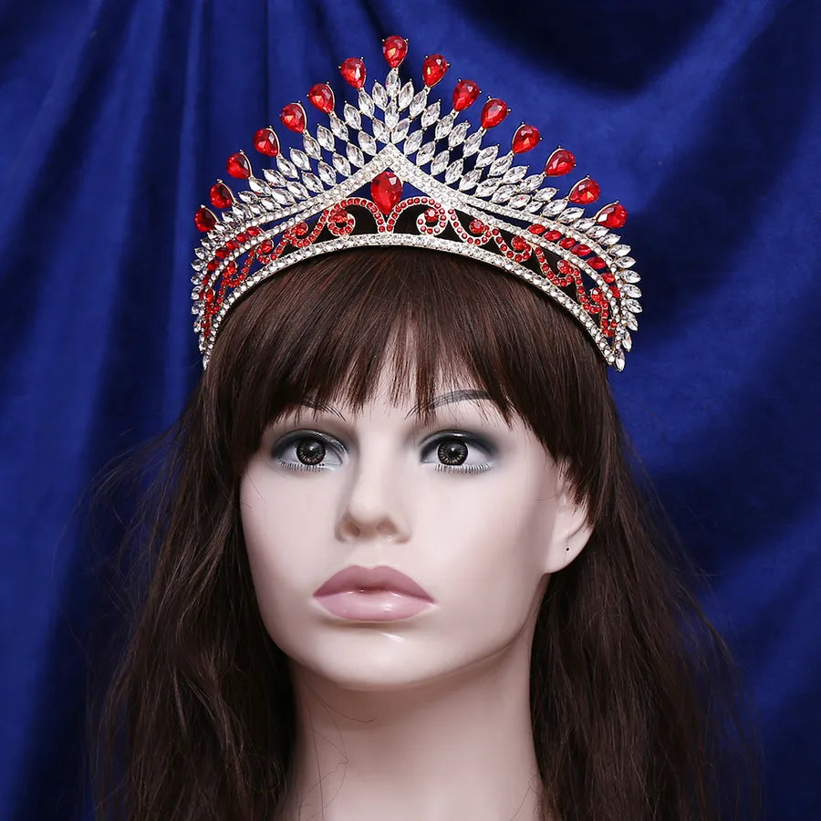 Luxurious  Bridal Crown Alloy Hairband Headwear Diamond Embedded Beauty Pageant Performance Wedding Dress