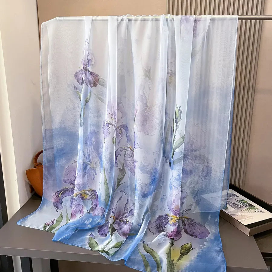 Women's Retro Flower Brocade Yarn Silk Scarf