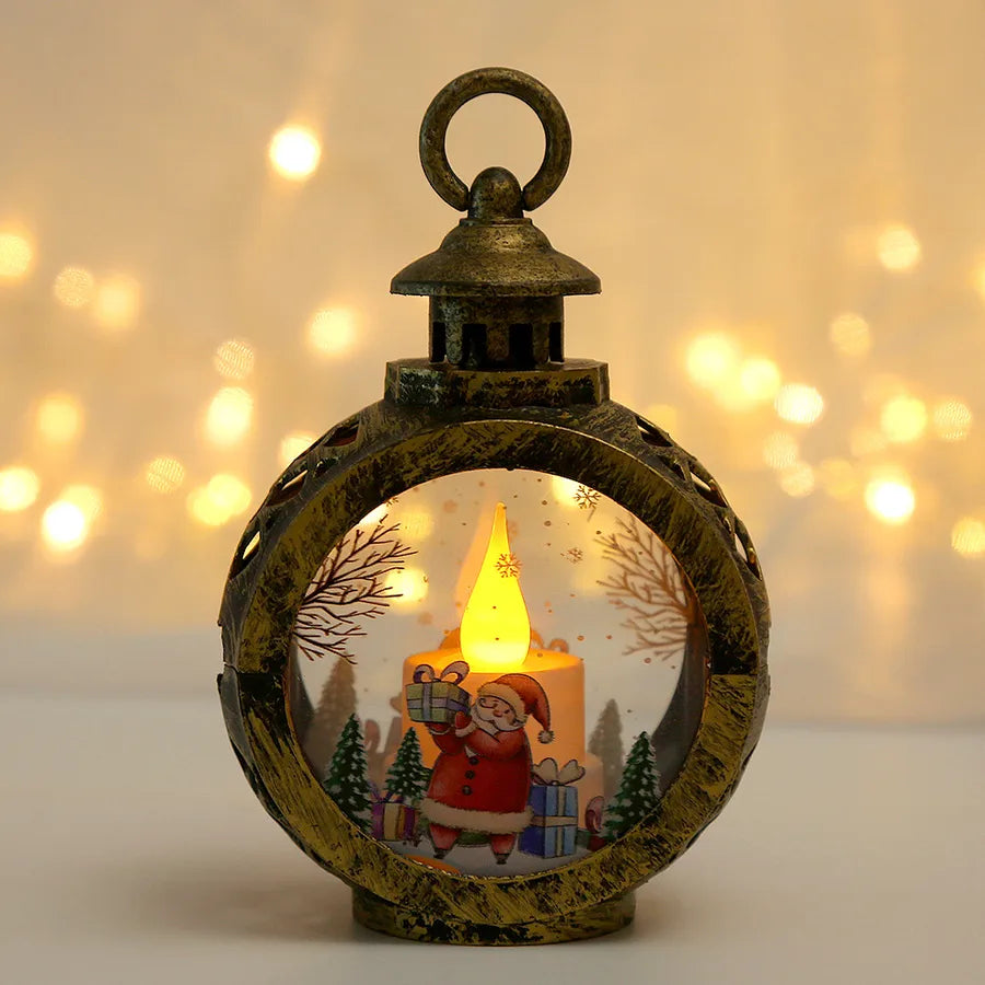 Christmas Cute Pastoral Santa Claus Snowman Glass Indoor Party Festival Hanging Ornaments