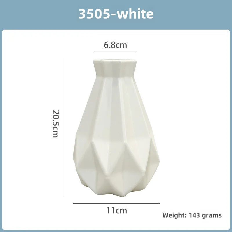 Imitation Ceramic Vase Nordic Plastic Vase Morandi Living Room Ornaments Vase Hydroponic Creative Vase Wholesale