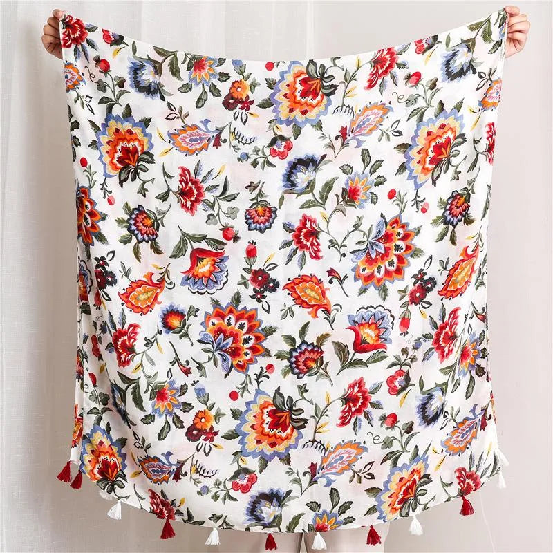 color flower print national wind cotton scarf scarves nhgd157609
