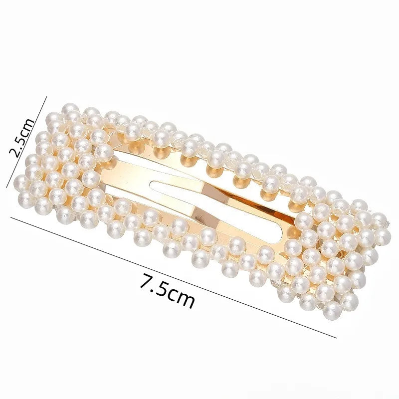 women's elegant simple style rectangle alloy plating inlay artificial pearls hair clip