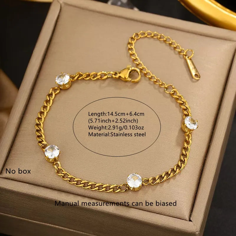 Casual Elegant Luxurious Geometric 304 Stainless Steel 18K Gold Plated Cuban Link Chain Curb Chain Bracelets In Bulk