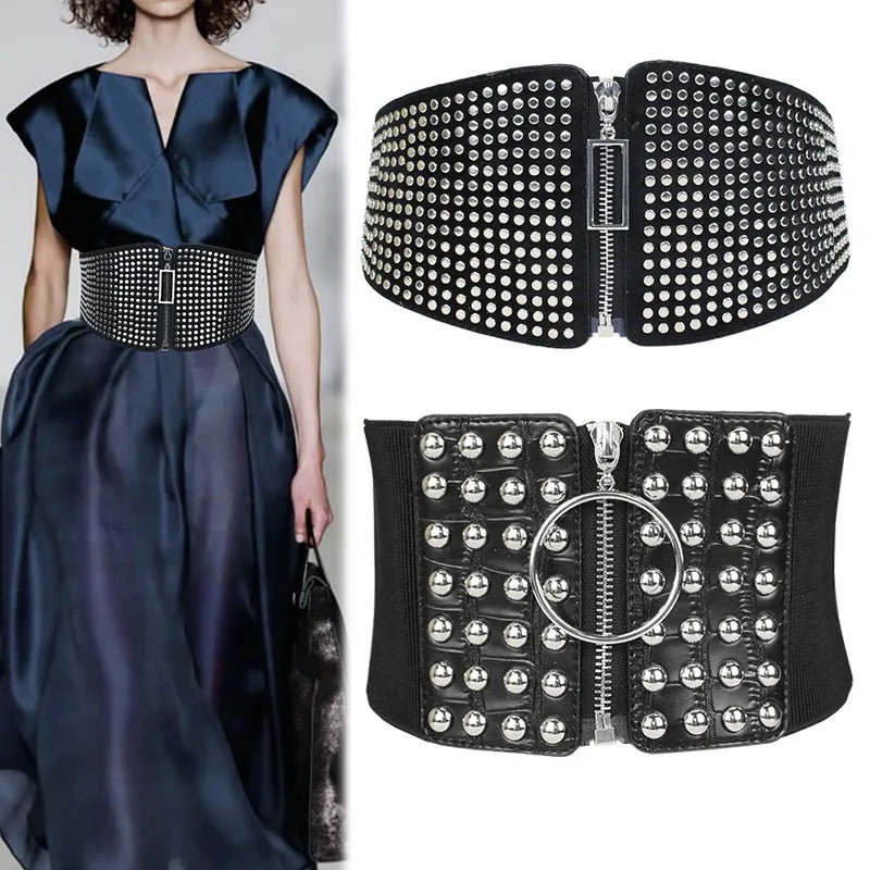 fashion solid color pu leather  women's corset belts