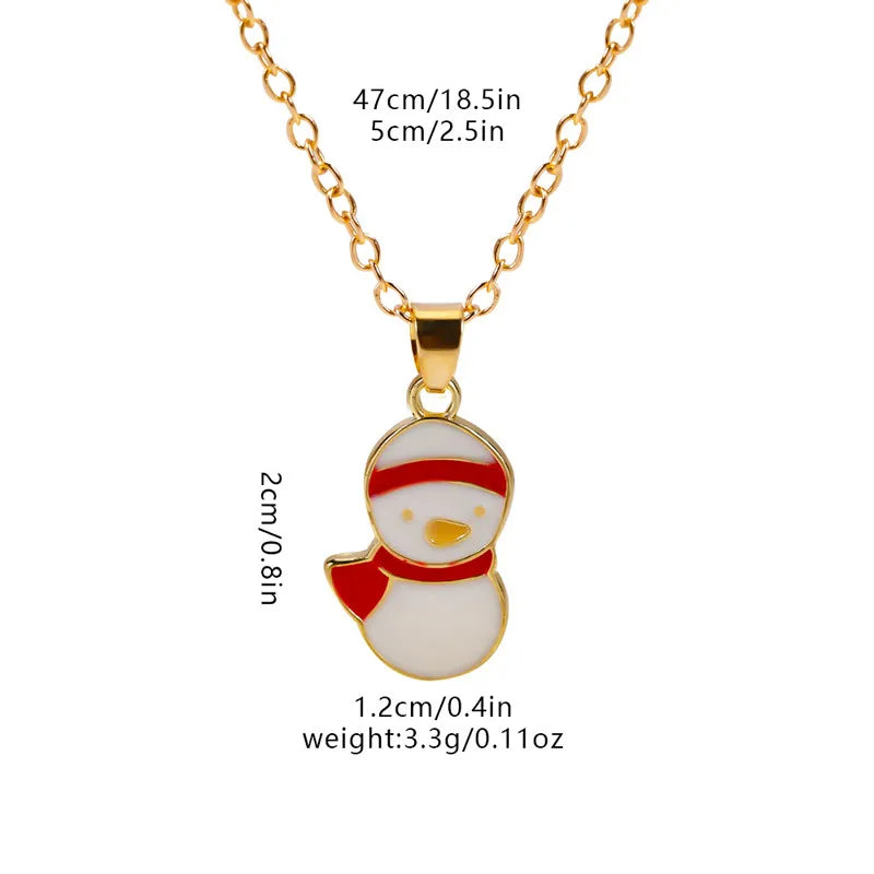 Christmas Elements Deer Santa Claus Alloy Pendant Necklace Christmas Socks Drop Oil Bell Pendant Best Friend Jewelry
