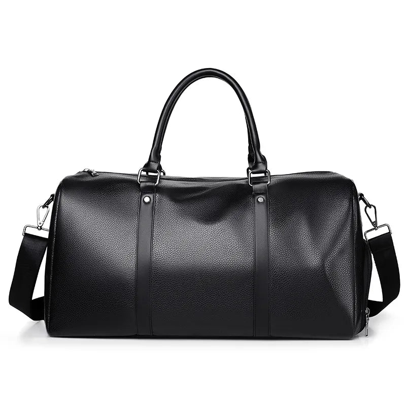 Unisex Classic Style Solid Color Pu Leather Waterproof Travel Bags