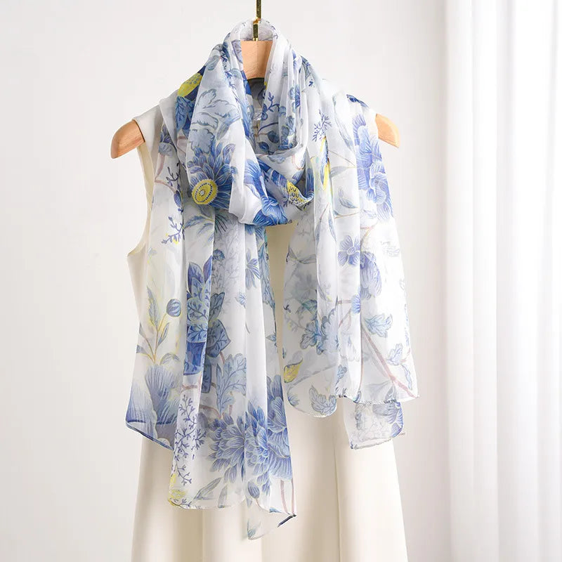 women's elegant geometric satin silk scarf