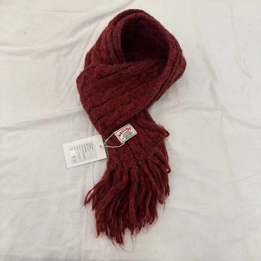 Women's Sweet Simple Style Solid Color Twist Knit Scarf