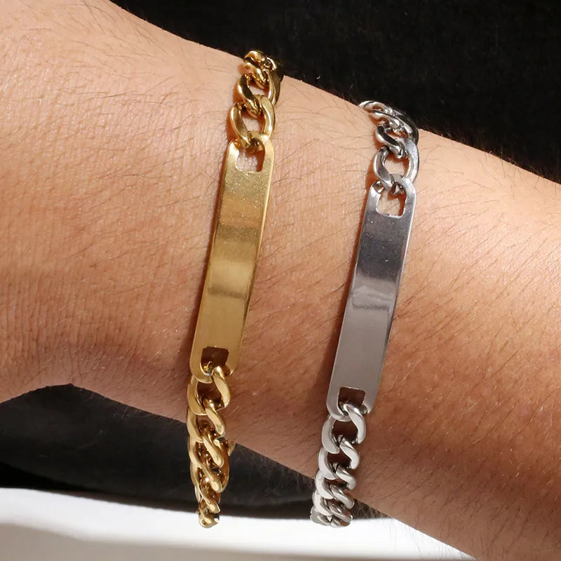 Hip-Hop Rectangle 304 Stainless Steel Men's Bracelets