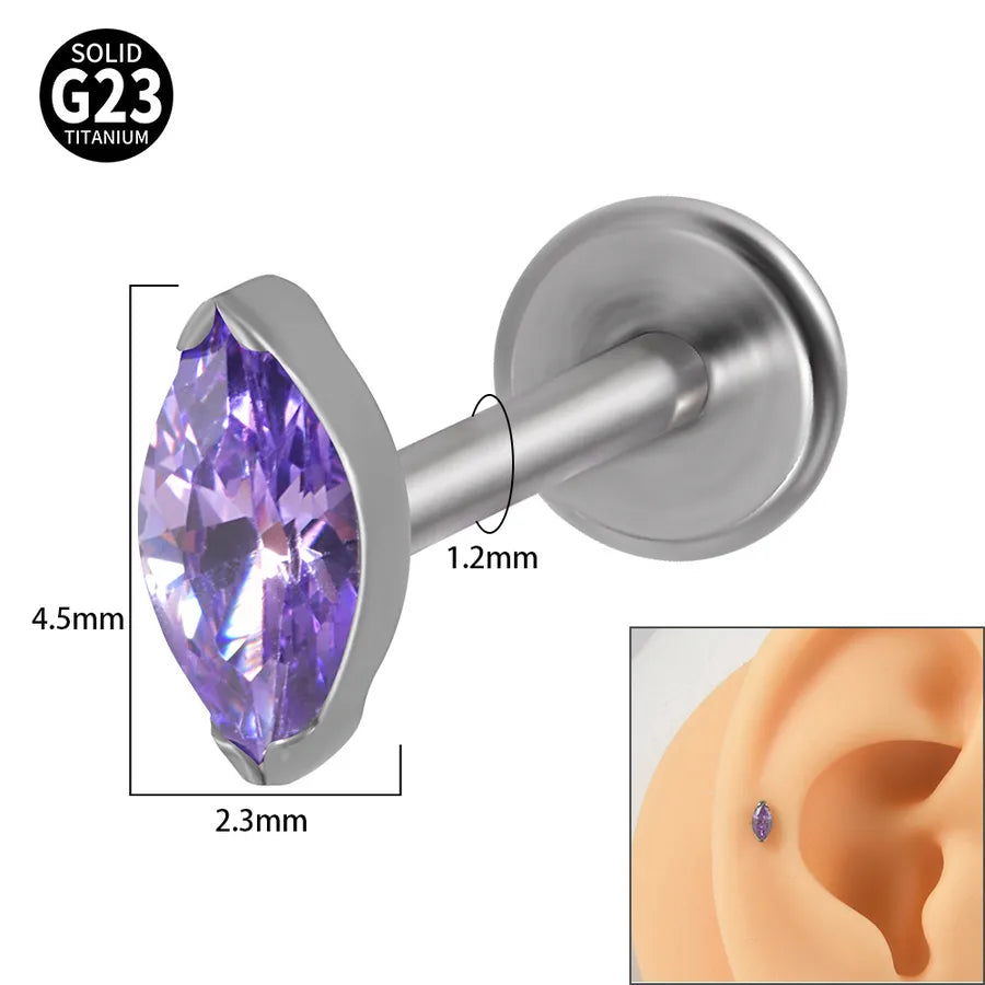 1 Piece Lip Rings Classic Style Colorful Water Droplets G23 Titanium Synthetic opal Zircon Inlay Synthetic opal Zircon