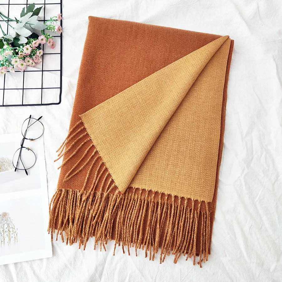 Unisex Sweet Simple Style Solid Color Imitation cashmere Polyester Scarf