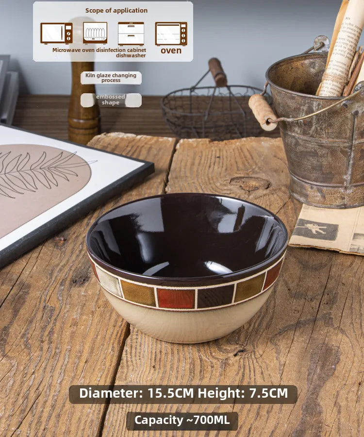 European Style Kiln Glaze Ceramic Tableware Creative Plate Set Salad Bowl Rice Bowl Steak Disc Fish Plate Mug