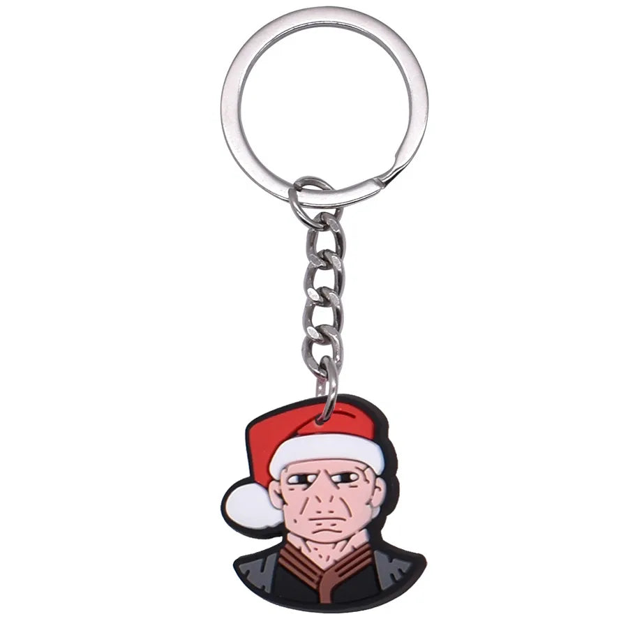 Cartoon Style Cartoon Character Christmas Hat Christmas Socks PVC Metal Christmas Women's Bag Pendant Keychain