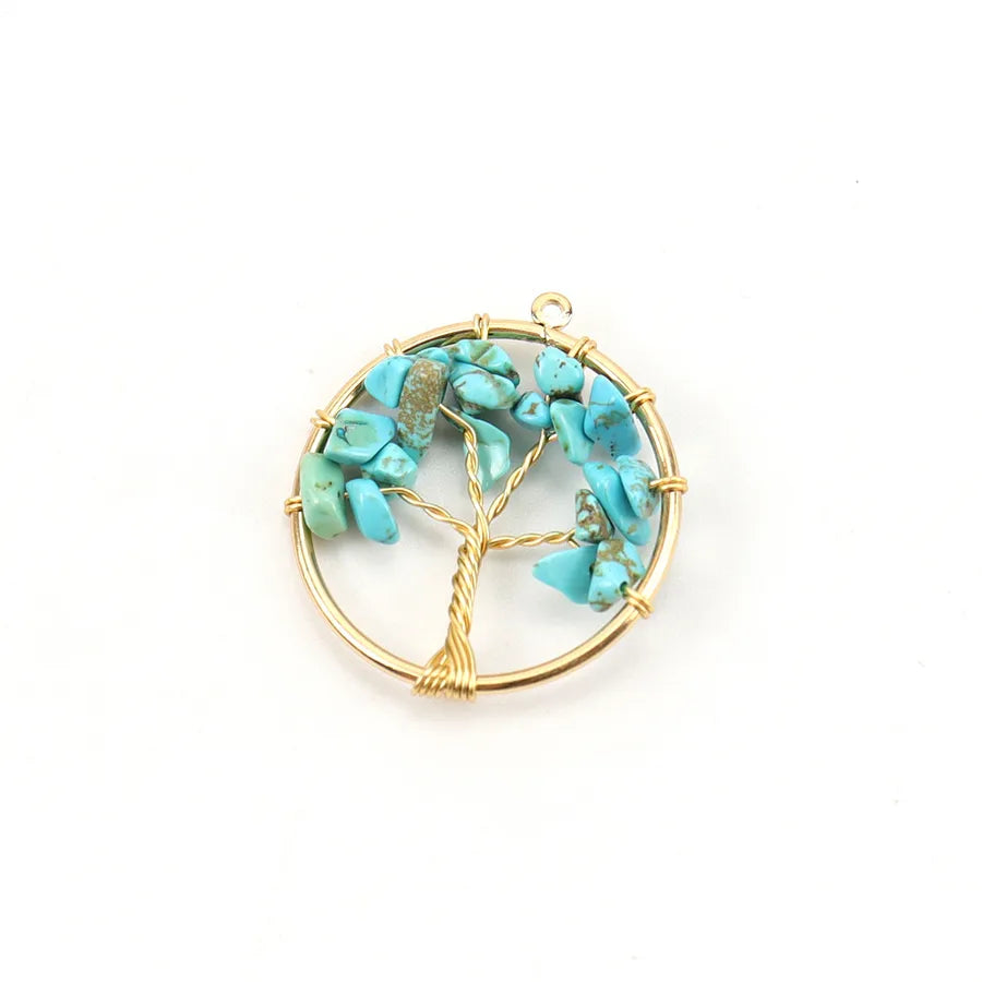 simple style lucky tree natural stone agate wholesale pendants