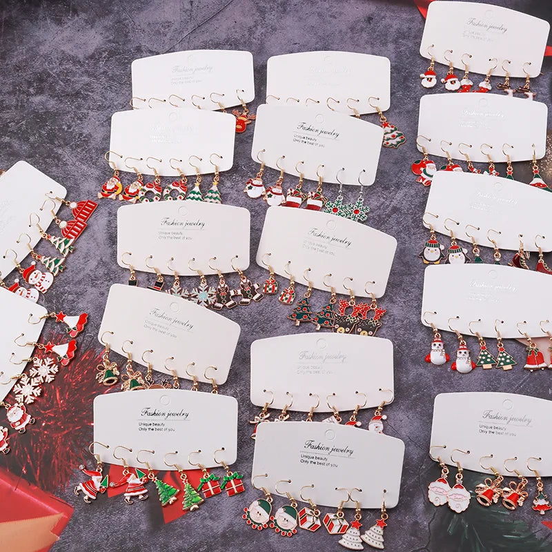 fashion christmas tree santa claus snowman alloy plating inlay rhinestones women's drop earrings 1 set