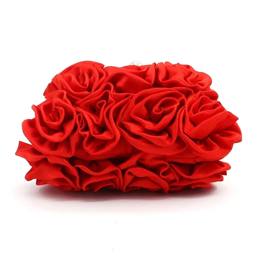 Sweet Elegant Rose Flower Handbag Evening Bag Bridal Maidsmaid Bridesmaid Handheld Crossbody Silk Satin Printed Floral Bag