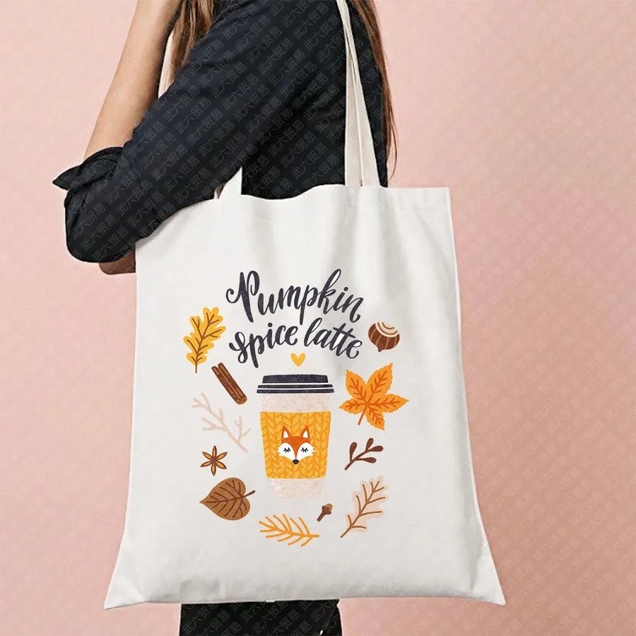 Halloween Witch Pattern Canvas Tote Bag Reusable Shopping Bag For Commuting Traveling Women Large Square Fashionable Bag