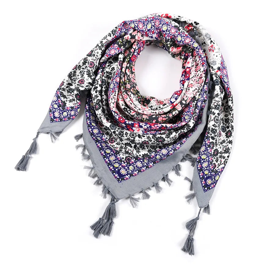 designed  Bohemian Women Scarf Ethnic Style Knot Tassel Scarf Jacquard Large Square