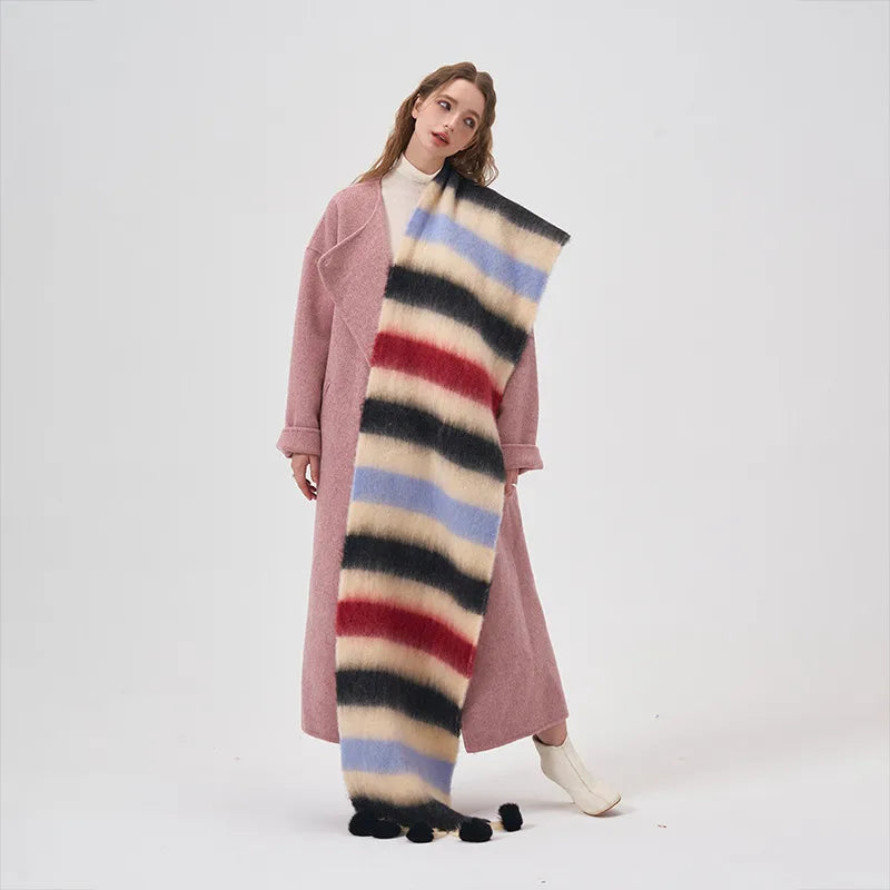 women's sweet color block acrylic scarf