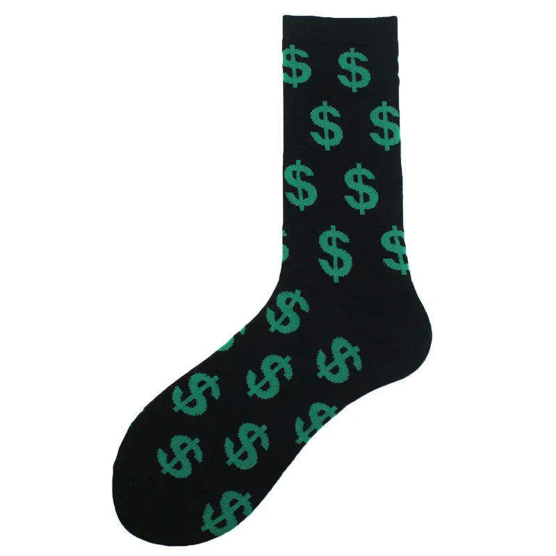 men's casual geometric cotton crew socks a pair