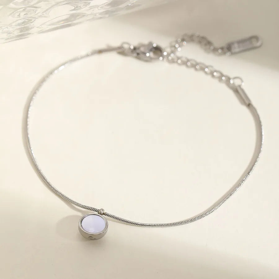Classical Cute Romantic Round Solid Color 304 Stainless Steel 18K Gold Plated Acrylic Twisted Rope Chain Bracelets In Bulk
