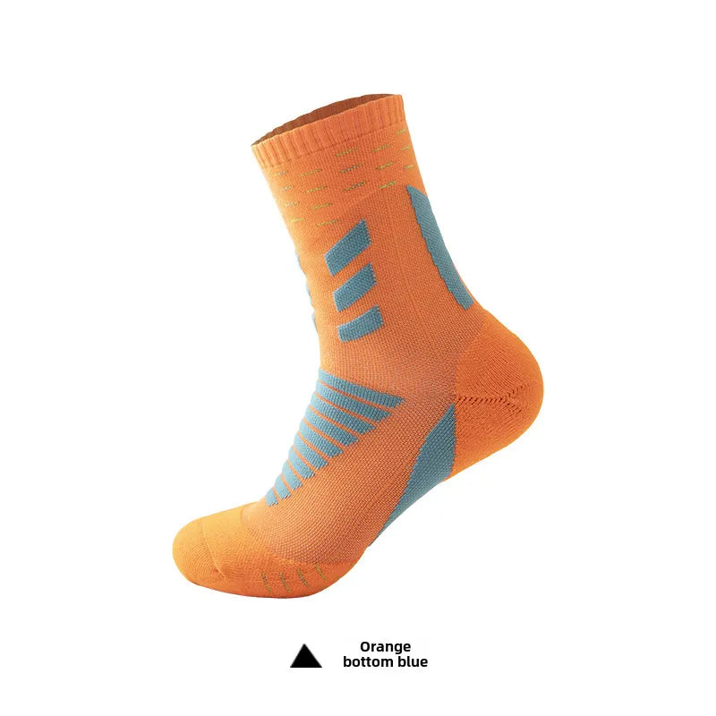 Autumn and Winter New Men's Socks Breathable Sweat-Absorbing Towel Bottom Sports Socks Fashionable Basketball Socks Socks Men's Medium Socks