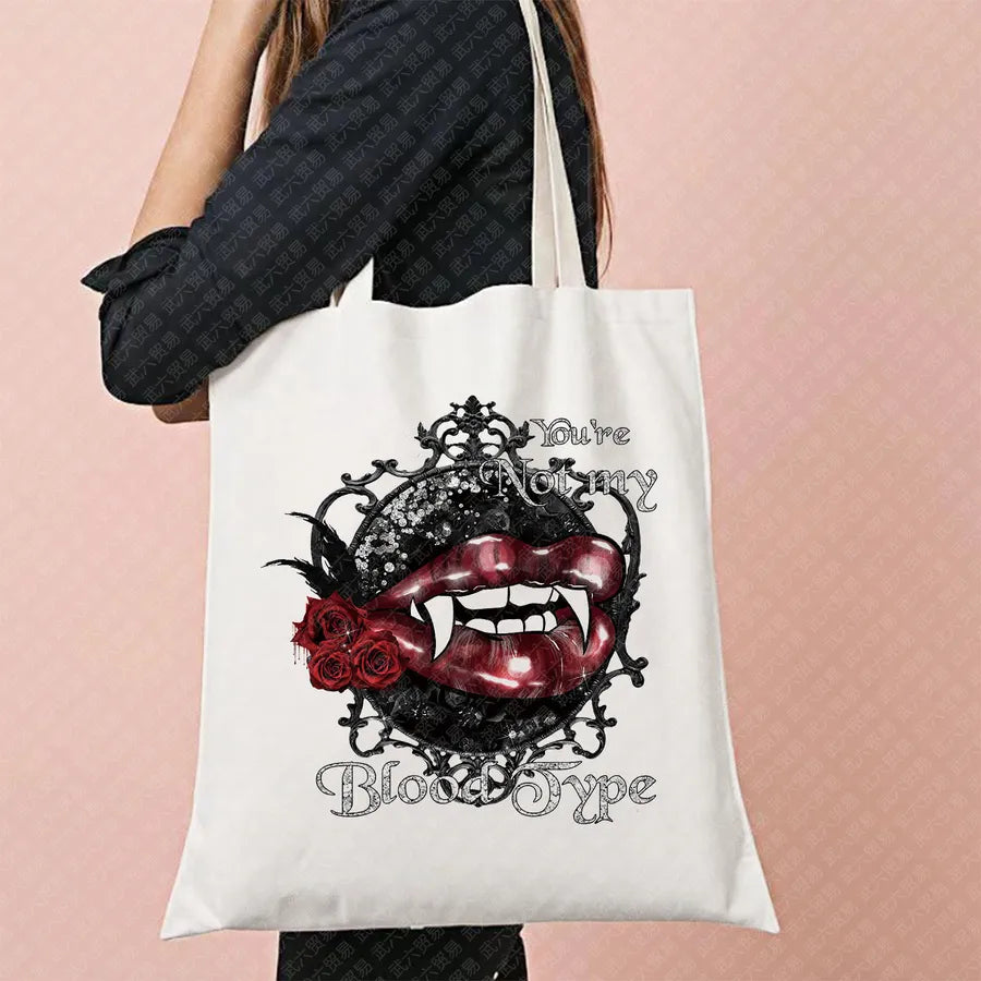 Halloween Witch Pattern Canvas Tote Bag Reusable Shopping Bag For Commuting Traveling Women Large Square Fashionable Bag