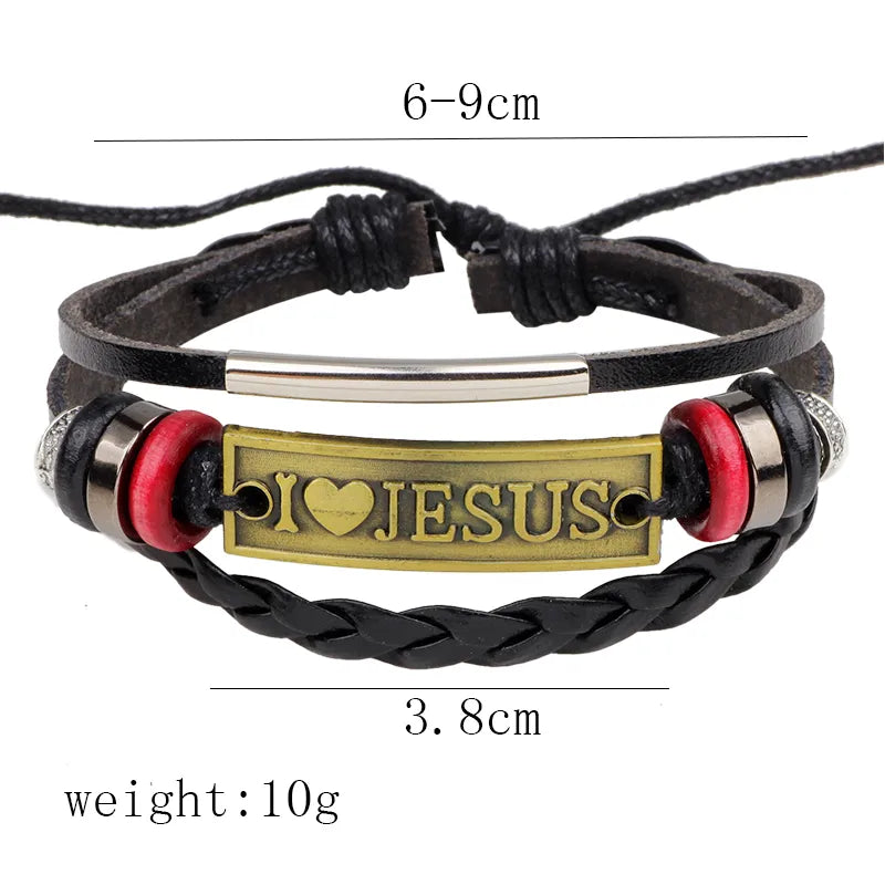 retro cross pu leather alloy braid unisex bracelets