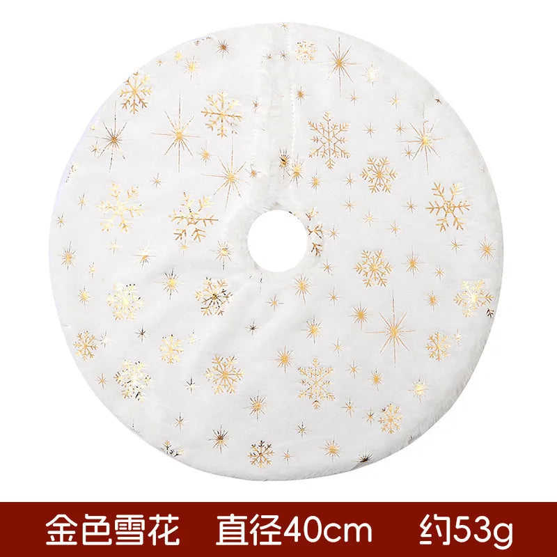 Christmas Decorative Mini Golden Snowflake Atmosphere Carpet Christmas Tree Skirt Base Party Decoration Festive Cartoon Style