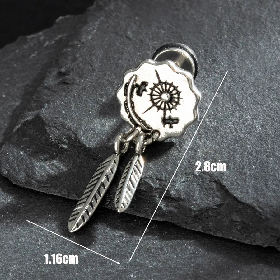1 Piece Hip-Hop Vintage Style Simple Style Square Flower Flowers 316 Stainless Steel  Earrings